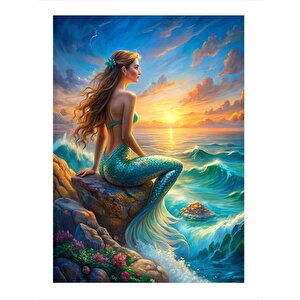 Yeşil Deniz Kızı Art Mdf Poster 25cmx 35cm 25x35 cm