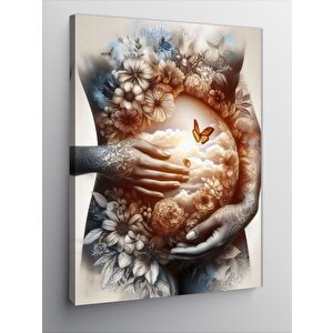Kanvas Tablo Hamile Kadın Ve Kelebek 100x140 cm
