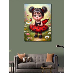 Kanvas Tablo Uğur Böceği Ve Sevimli Çocuk 100x140 cm