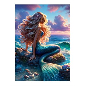 Sarı Saçlı Deniz Kızı Model Mdf Tablo 25cmx 35cm 25x35 cm