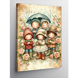 Kanvas Tablo Şemsiyenin Altındaki Çocuklar 70x100 cm