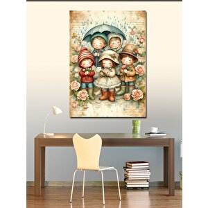 Kanvas Tablo Şemsiyenin Altındaki Çocuklar 100x140 cm