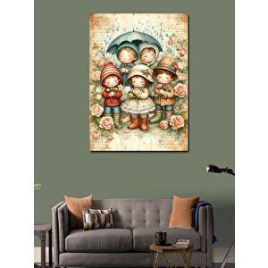 Kanvas Tablo Şemsiyenin Altındaki Çocuklar 100x140 cm