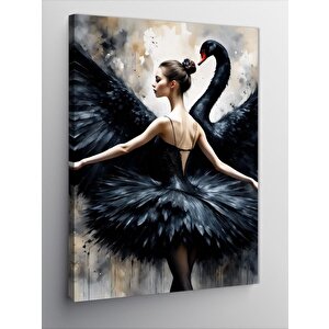Kanvas Tablo Siyah Elbiseli Kadın Ve Siyah Leylek 70x100 cm