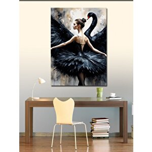 Kanvas Tablo Siyah Elbiseli Kadın Ve Siyah Leylek 70x100 cm
