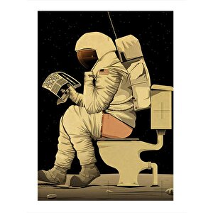 Tuvaletteki Astronot Art Mdf Tablo 35cm X50cm 35x50 cm