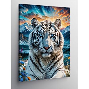 Kanvas Tablo Mavi Gözlü Kaplan 100x140 cm