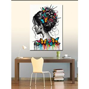 Kanvas Tablo Kelebekler Ve Kadın 100x140 cm