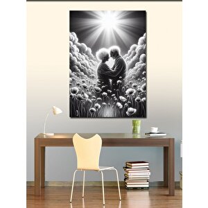 Kanvas Tablo Yaşlı Çift Ve Siyah Beyaz Arka Fon 70x100 cm