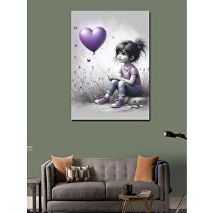 Kanvas Tablo Mor Balonlu Çocuk