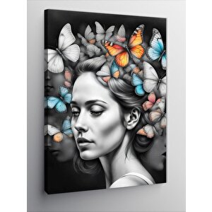 Kanvas Tablo Kadın Ve Kelebekler 70x100 cm