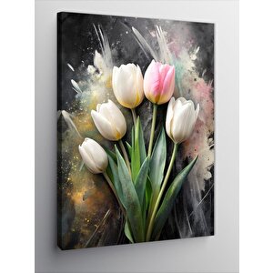 Kanvas Tablo Beyaz Laleler 100x140 cm