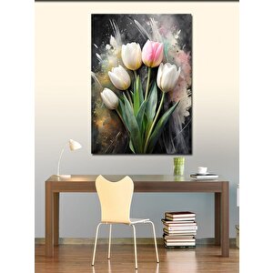 Kanvas Tablo Beyaz Laleler 100x140 cm