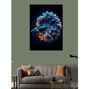 Kanvas Tablo Soyut Mavi Balık 70x100 cm