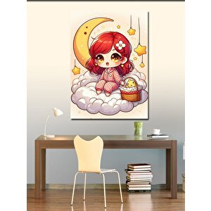 Kanvas Tablo Sevimli Kız Ve Yıldızlar 100x140 cm