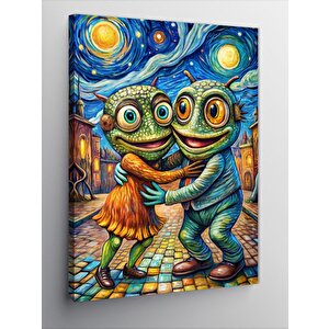 Kanvas Tablo Van Gogh Stili Sarılan Kurbağalar 100x140 cm