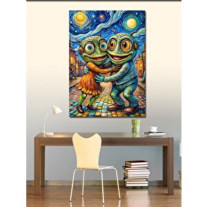 Kanvas Tablo Van Gogh Stili Sarılan Kurbağalar 100x140 cm