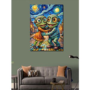 Kanvas Tablo Van Gogh Stili Sarılan Kurbağalar
