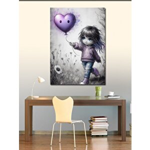 Kanvas Tablo Mor Balonlu Çocuk 100x140 cm