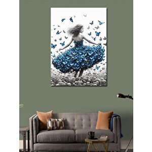 Kanvas Tablo Mavi Kelebekli Kadın 70x100 cm
