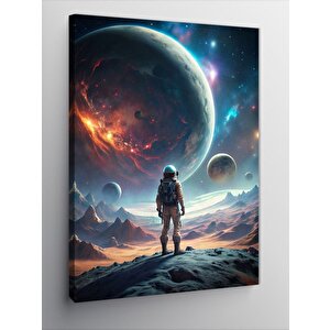 Kanvas Tablo Astronot Adam Ve Gezegenler