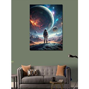 Kanvas Tablo Astronot Adam Ve Gezegenler