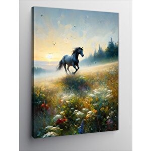 Kanvas Tablo Kır Ve Siyah At