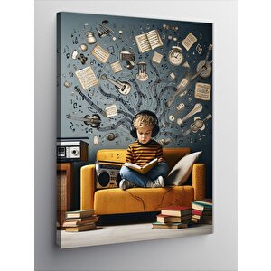 Kanvas Tablo Müzik Dinleyen Müzisyen Çocuk