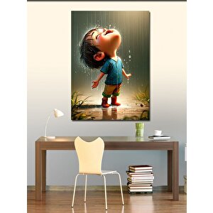 Kanvas Tablo Yağmurdaki Çocuk 100x140 cm