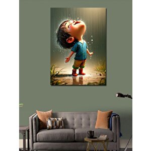 Kanvas Tablo Yağmurdaki Çocuk 100x140 cm