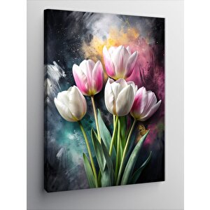 Kanvas Tablo Beyaz Laleler 70x100 cm