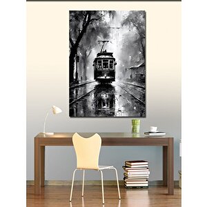 Kanvas Tablo Siyah Beyaz Tramvay