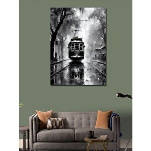 Kanvas Tablo Siyah Beyaz Tramvay