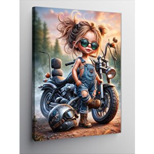 Kanvas Tablo Motorcu Çocuk 70x100 cm