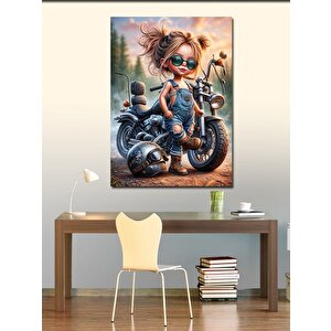 Kanvas Tablo Motorcu Çocuk 70x100 cm