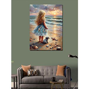 Kanvas Tablo Kumsaldaki Çocuk Ve Köpeği 100x140 cm