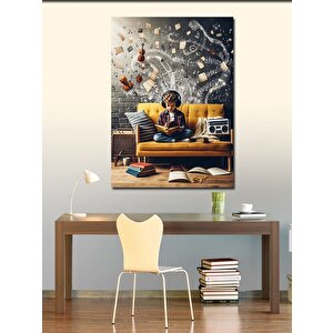 Kanvas Tablo Müzisyen Çocuk Keman Ve Notalar 70x100 cm