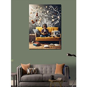 Kanvas Tablo Müzisyen Çocuk Keman Ve Notalar 70x100 cm