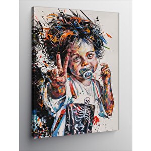 Kanvas Tablo Barış İşareti Yapan Emzikli Çocuk 70x100 cm