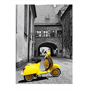 Sarı Vespa Scooter Model Ahşap Tablo 35cm X50cm 35x50 cm