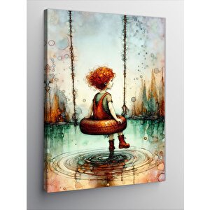 Kanvas Tablo Salıncakta Sallanan Çocuk 100x140 cm