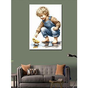 Kanvas Tablo Küçük Çocuk Ve Civciv