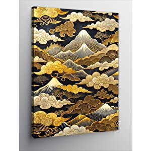 Kanvas Tablo Altın Sarısı Dağlar Ve Bulutlar 70x100 cm