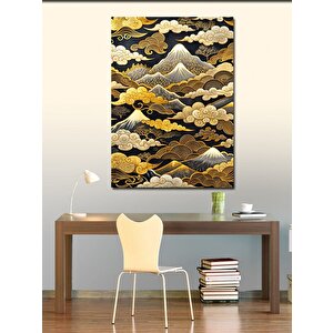Kanvas Tablo Altın Sarısı Dağlar Ve Bulutlar 70x100 cm