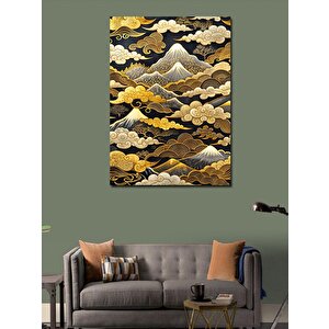 Kanvas Tablo Altın Sarısı Dağlar Ve Bulutlar 70x100 cm