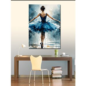 Kanvas Tablo Mavi Elbiseli Balerin 100x140 cm
