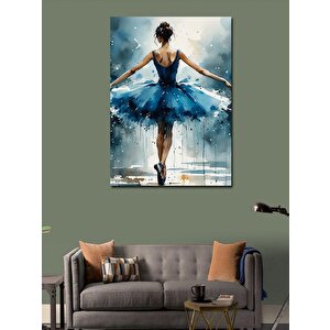 Kanvas Tablo Mavi Elbiseli Balerin 100x140 cm