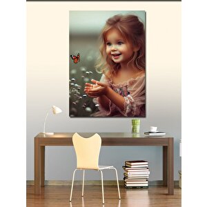 Kanvas Tablo Turuncu Kelebek Ve Çocuk 70x100 cm