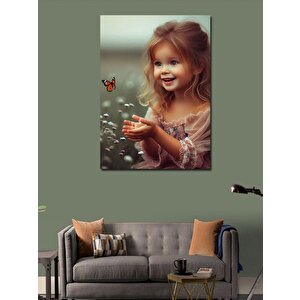 Kanvas Tablo Turuncu Kelebek Ve Çocuk 70x100 cm