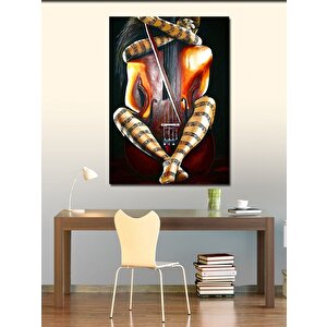 Kanvas Tablo Çellosuna Sarılan Kadın 100x140 cm
